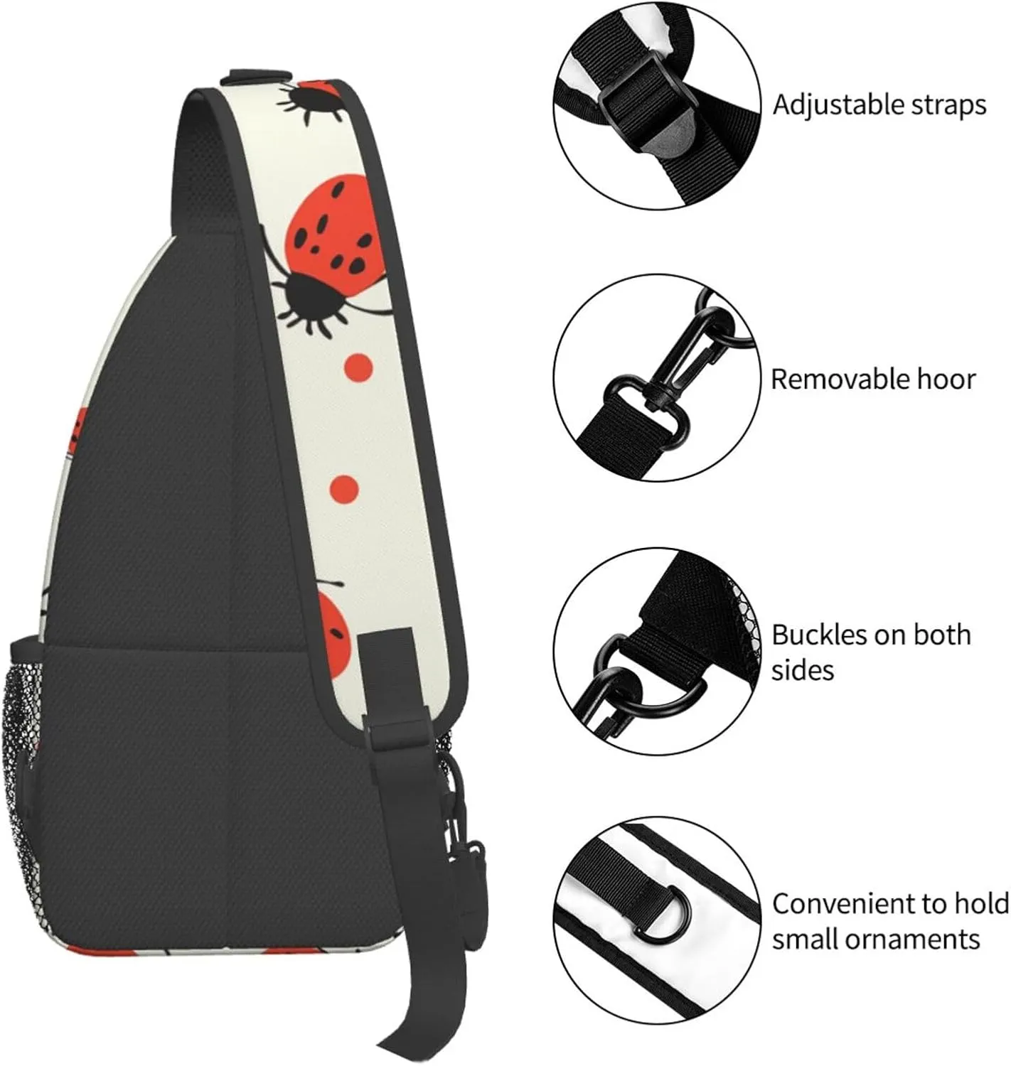 Cross Chest Bag Diagonally Sling Backpack Crossbody Shoulder Bag Lotus and Black Zen Stones Sling Bag Travel Hiking Daypack