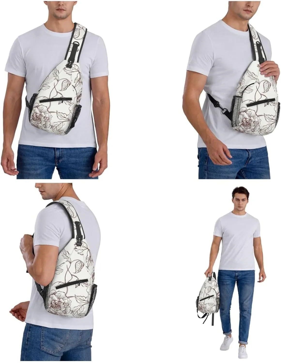 Cross Chest Bag Diagonally Sling Backpack Crossbody Shoulder Bag Lotus and Black Zen Stones Sling Bag Travel Hiking Daypack