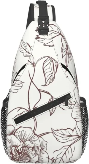 Cross Chest Bag Diagonally Sling Backpack Crossbody Shoulder Bag Lotus and Black Zen Stones Sling Bag Travel Hiking Daypack