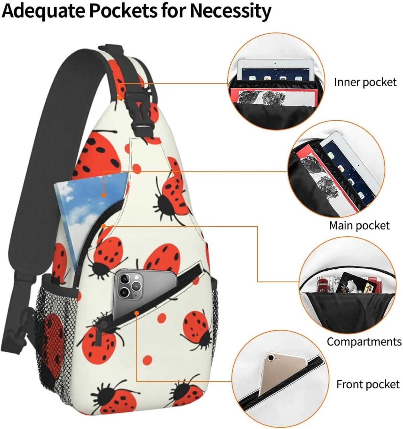 Cross Chest Bag Diagonally Sling Backpack Crossbody Shoulder Bag Lotus and Black Zen Stones Sling Bag Travel Hiking Daypack