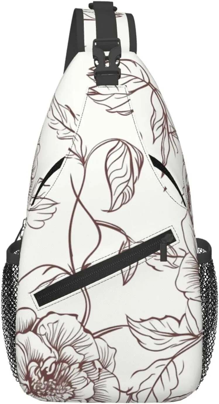 Cross Chest Bag Diagonally Sling Backpack Crossbody Shoulder Bag Lotus and Black Zen Stones Sling Bag Travel Hiking Daypack