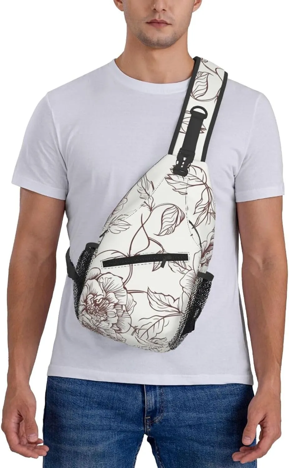 Cross Chest Bag Diagonally Sling Backpack Crossbody Shoulder Bag Lotus and Black Zen Stones Sling Bag Travel Hiking Daypack
