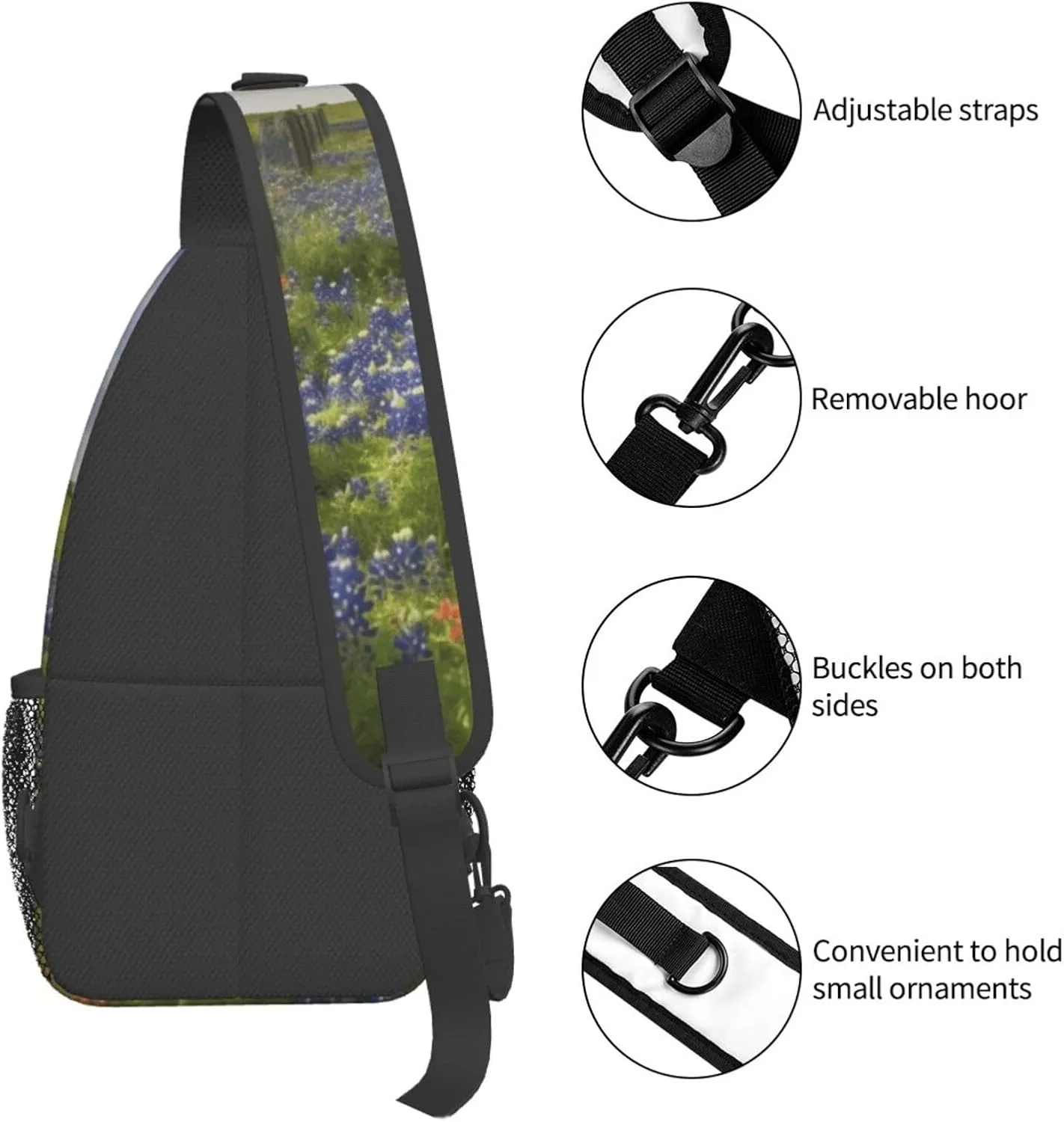 Cross Chest Bag Diagonally Sling Backpack Crossbody Shoulder Bag Turquoise Blue Gold Marble Sling Bag Travel Hiking Daypack