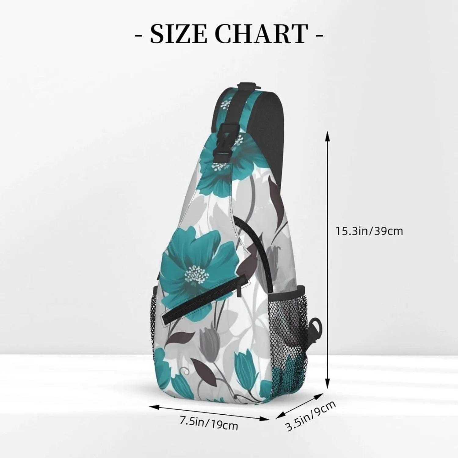 Cross Chest Bag Diagonally Sling Backpack Crossbody Shoulder Bag Turquoise Blue Gold Marble Sling Bag Travel Hiking Daypack
