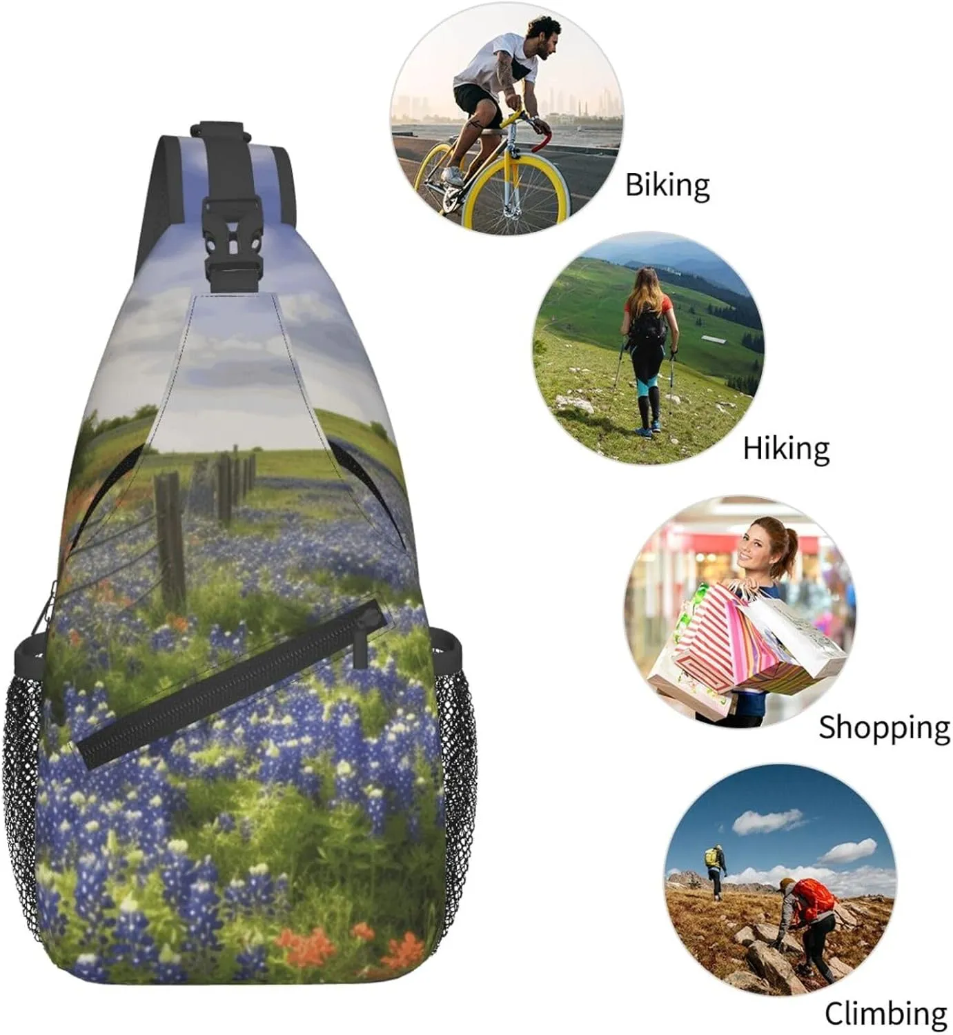 Cross Chest Bag Diagonally Sling Backpack Crossbody Shoulder Bag Turquoise Blue Gold Marble Sling Bag Travel Hiking Daypack