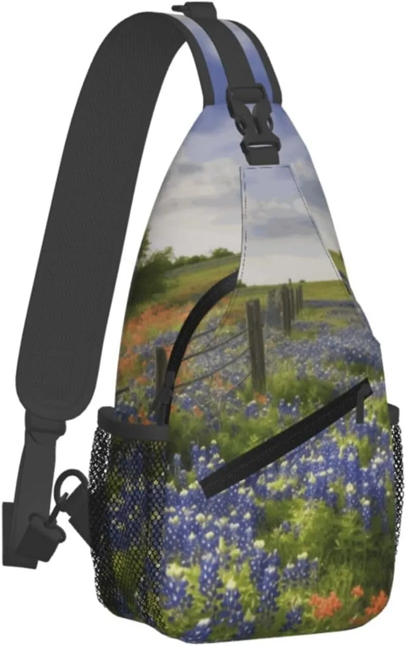 Cross Chest Bag Diagonally Sling Backpack Crossbody Shoulder Bag Turquoise Blue Gold Marble Sling Bag Travel Hiking Daypack