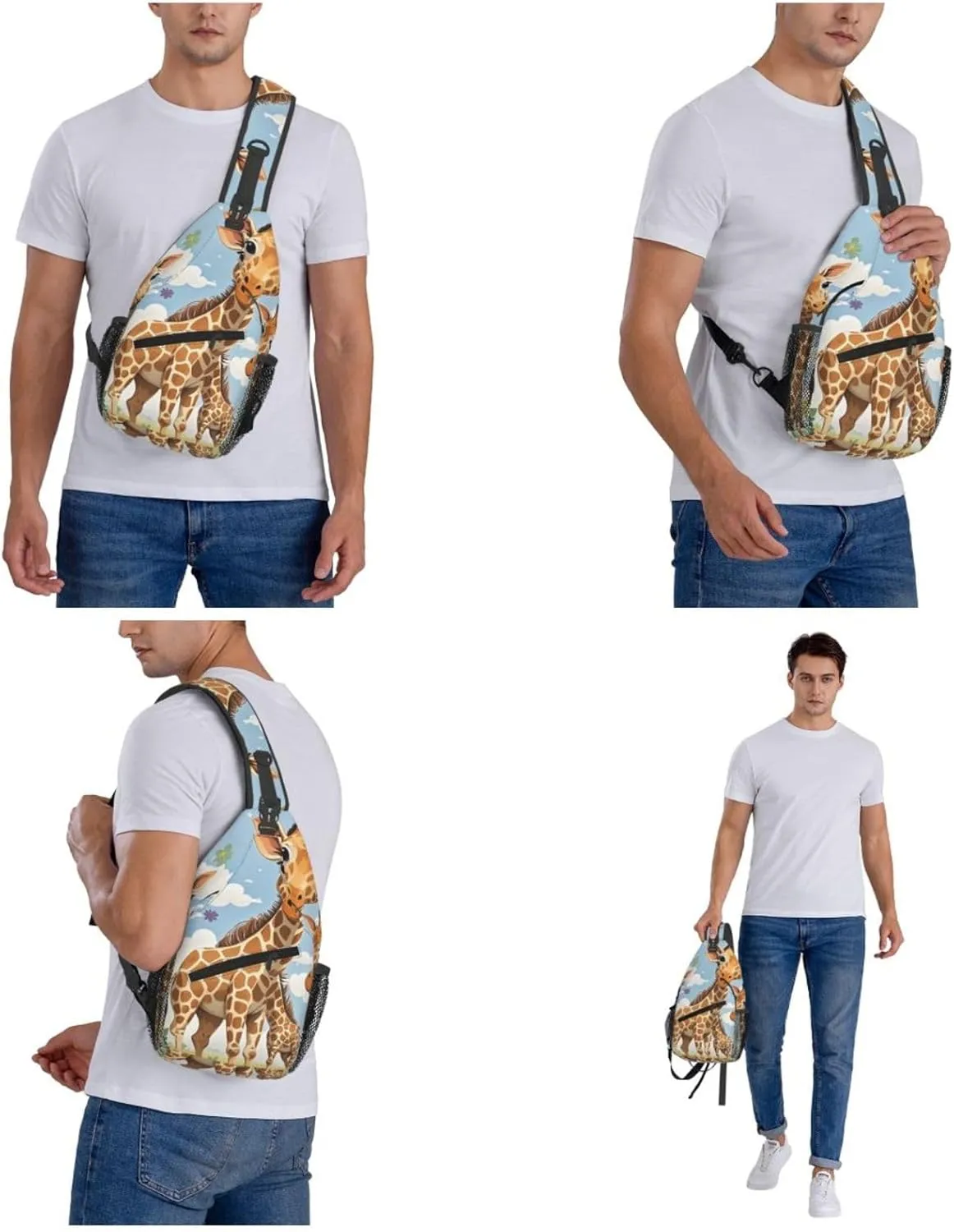 Crossbody Bag for Women Men Cute Wild Cartoon Giraffes Chest Bag Crossbody Sling Bag Adjustable Shoulder Bag