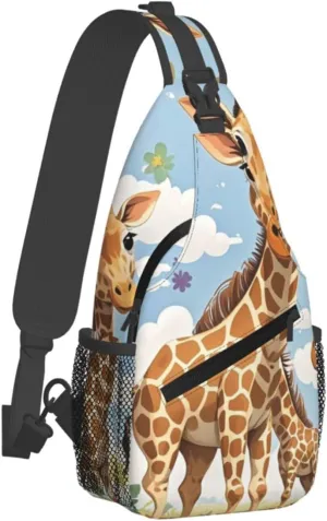 Crossbody Bag for Women Men Cute Wild Cartoon Giraffes Chest Bag Crossbody Sling Bag Adjustable Shoulder Bag