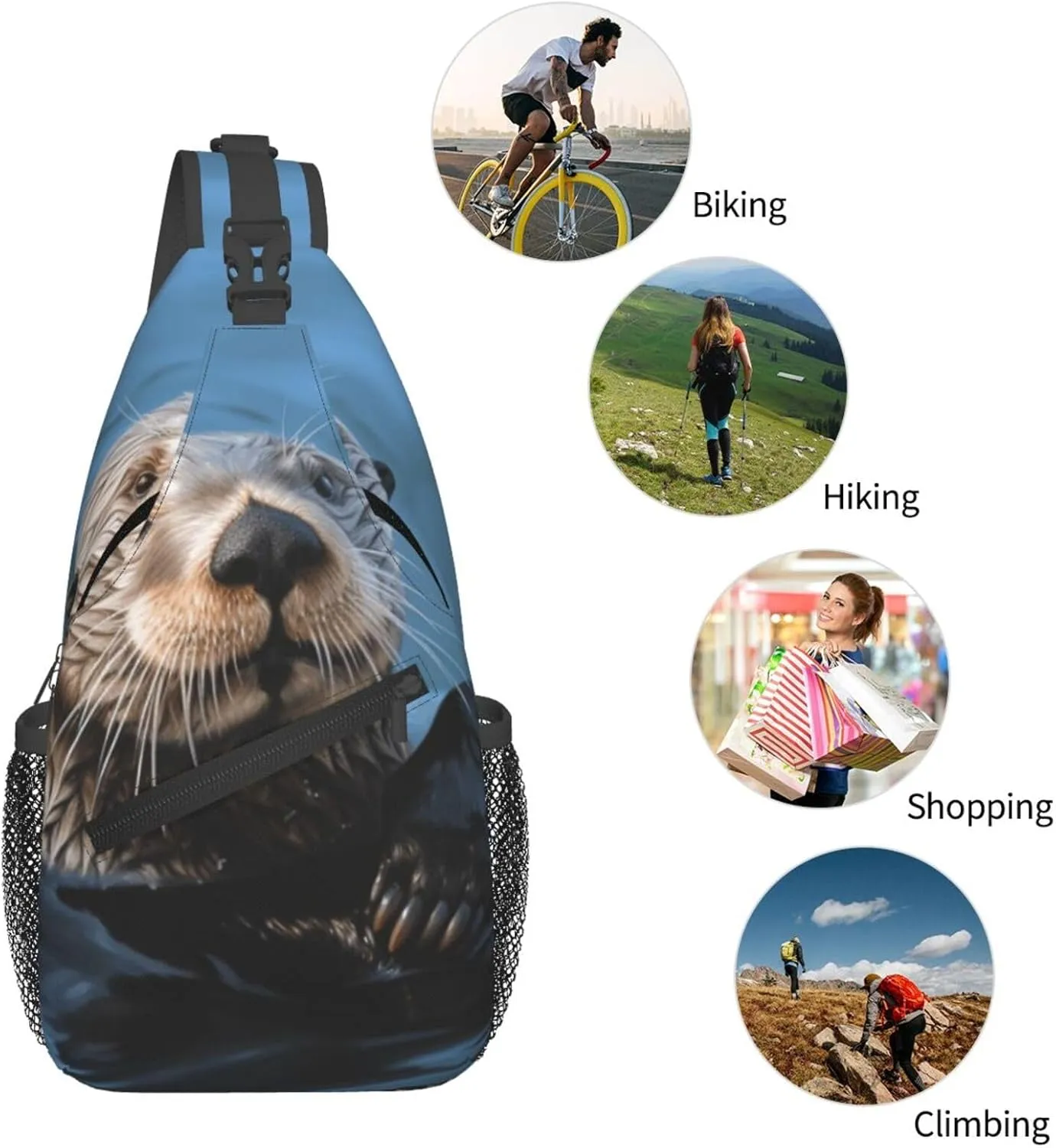 Crossbody Bag for Women Men Sea Otter_76286114 Chest Bag Crossbody Sling Bag Adjustable Shoulder Bag