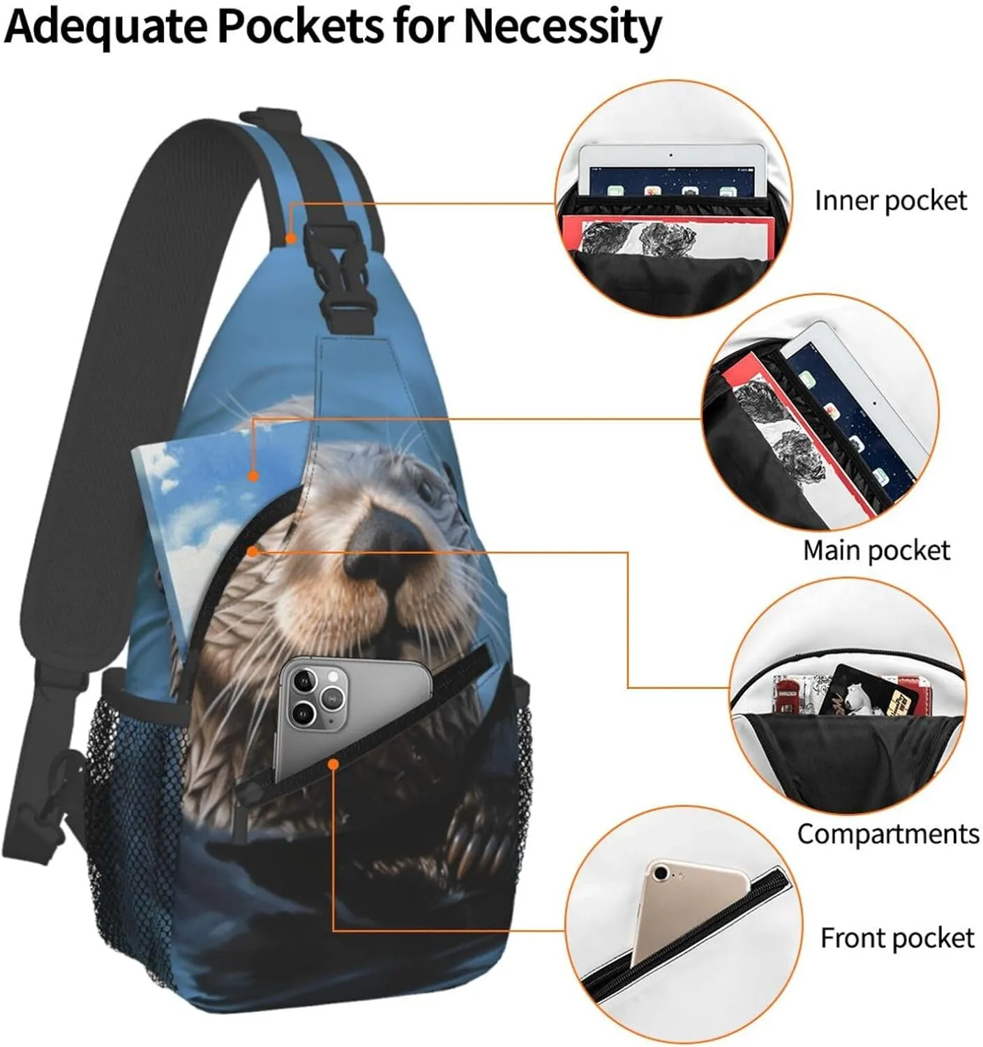 Crossbody Bag for Women Men Sea Otter_76286114 Chest Bag Crossbody Sling Bag Adjustable Shoulder Bag