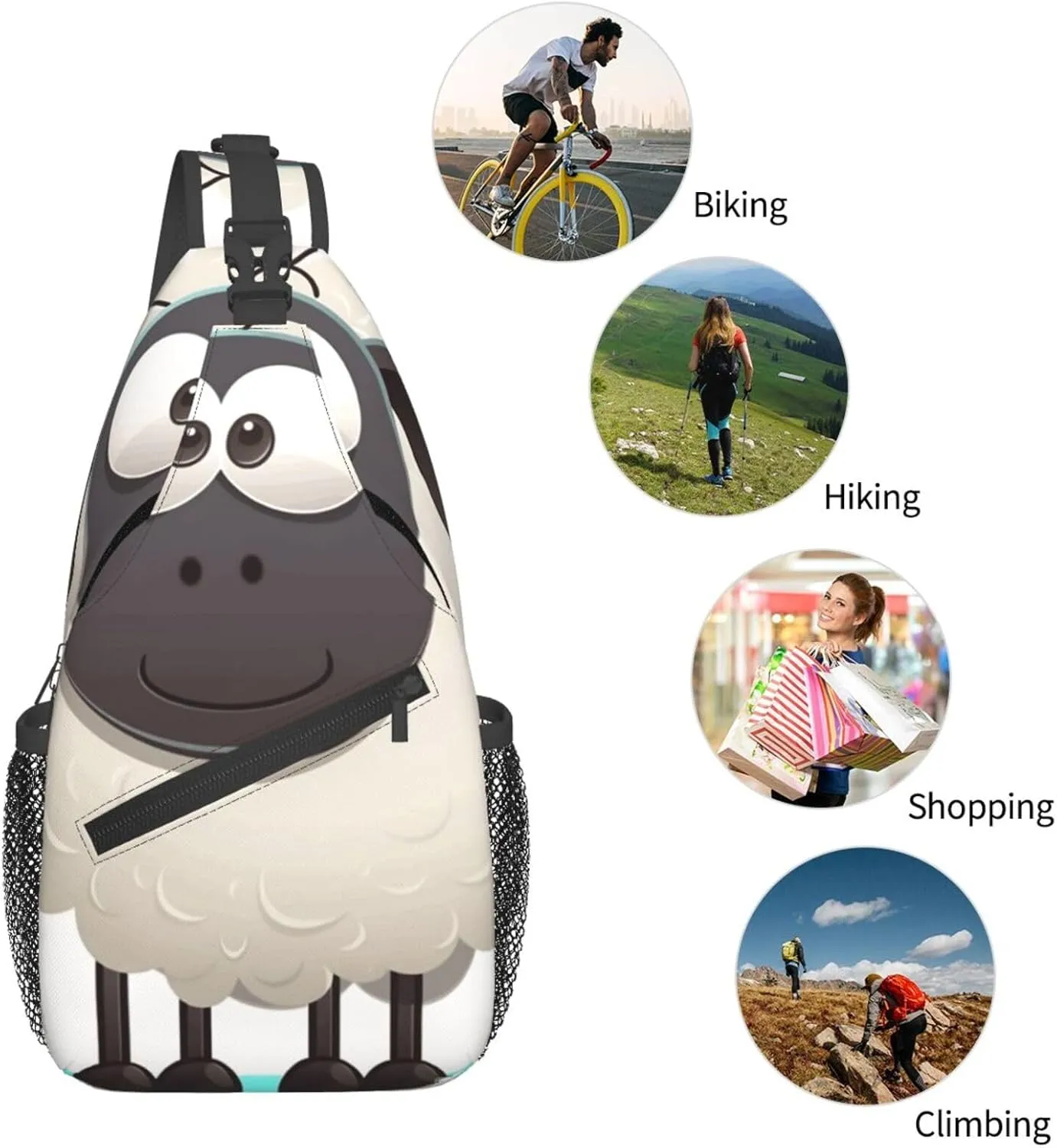 Crossbody Bag for Women Men Sheep_77725284 Chest Bag Crossbody Sling Bag Adjustable Shoulder Bag