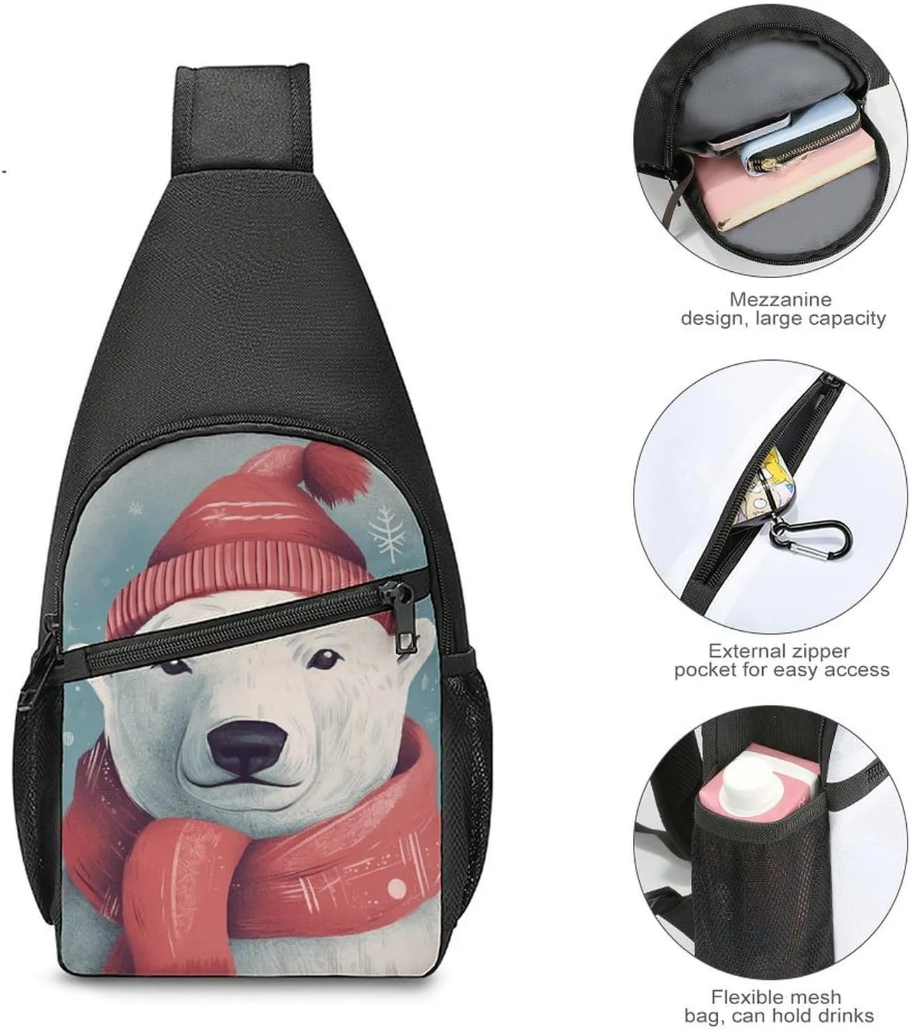 Crossbody Bag for Women Men Sling Bag A Hand Drawn Tiger Chest Bag Crossbody Adjustable Shoulder Bag