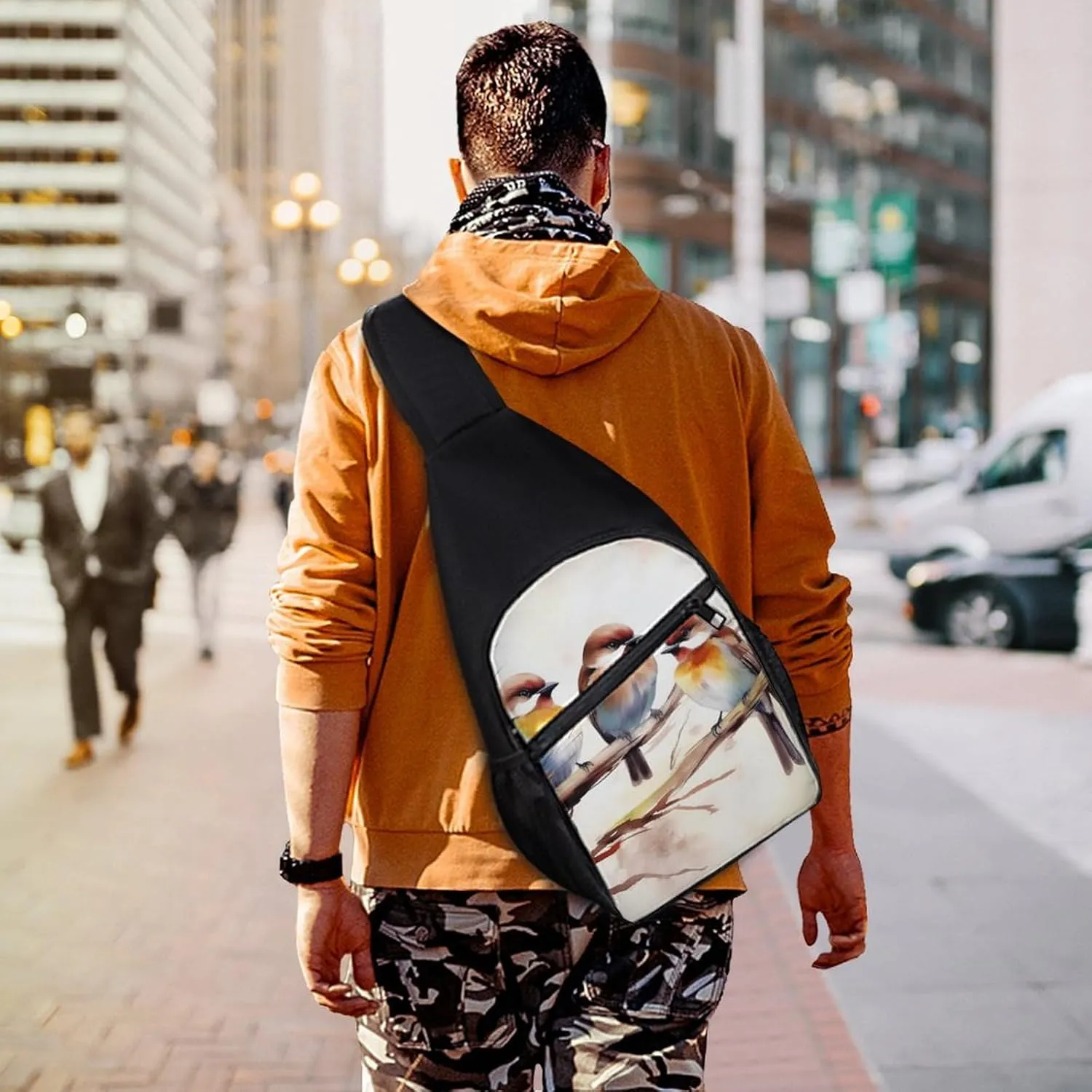 Crossbody Bag for Women Men Sling Bag Black And White Tiger Chest Bag Crossbody Adjustable Shoulder Bag