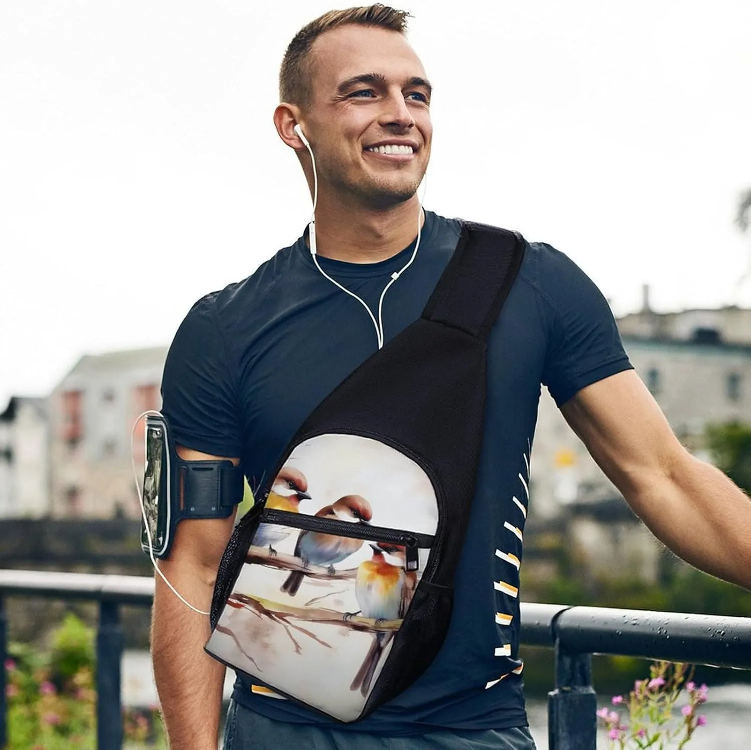 Crossbody Bag for Women Men Sling Bag Black And White Tiger Chest Bag Crossbody Adjustable Shoulder Bag