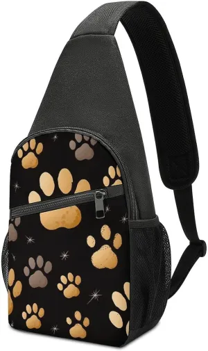 Crossbody Bag for Women Men Sling Bag Dog Paw Print Chest Bag Crossbody Adjustable Shoulder Bag
