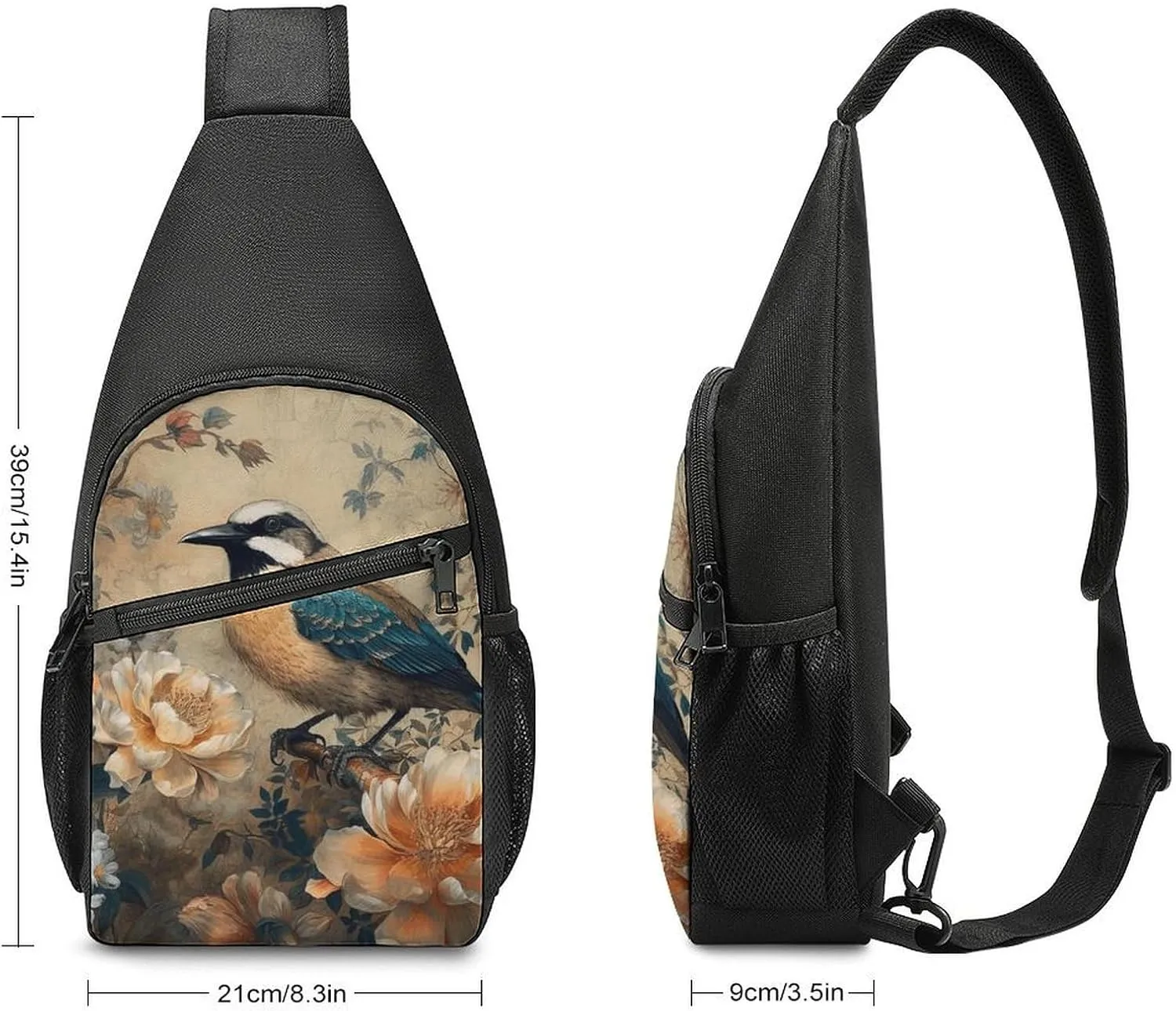 Crossbody Bag for Women Men Sling Bag Fish And Umbrella Chest Bag Crossbody Adjustable Shoulder Bag