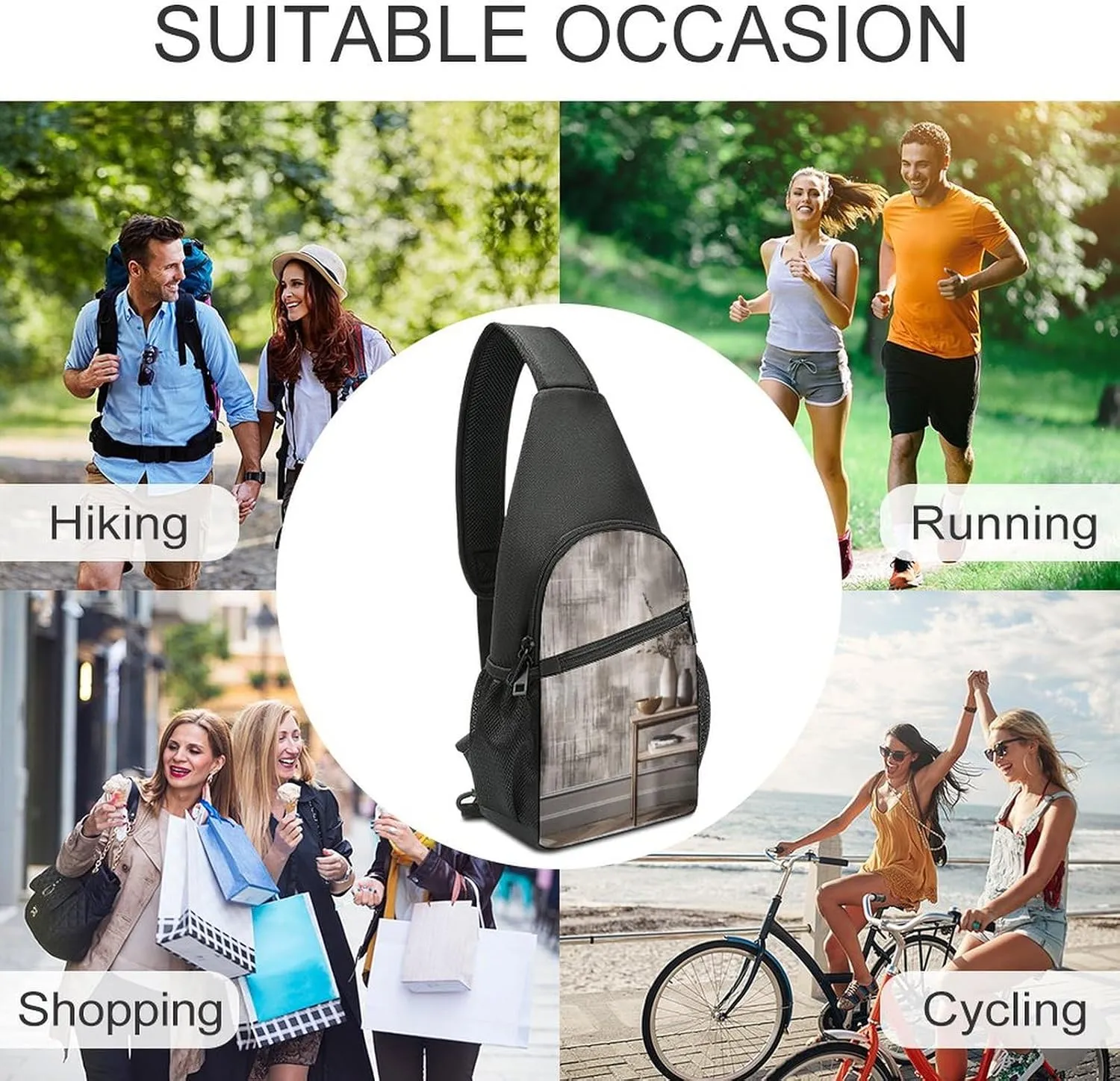 Crossbody Bag for Women Men Sling Bag Floating in The Chest Bag Crossbody Adjustable Shoulder Bag