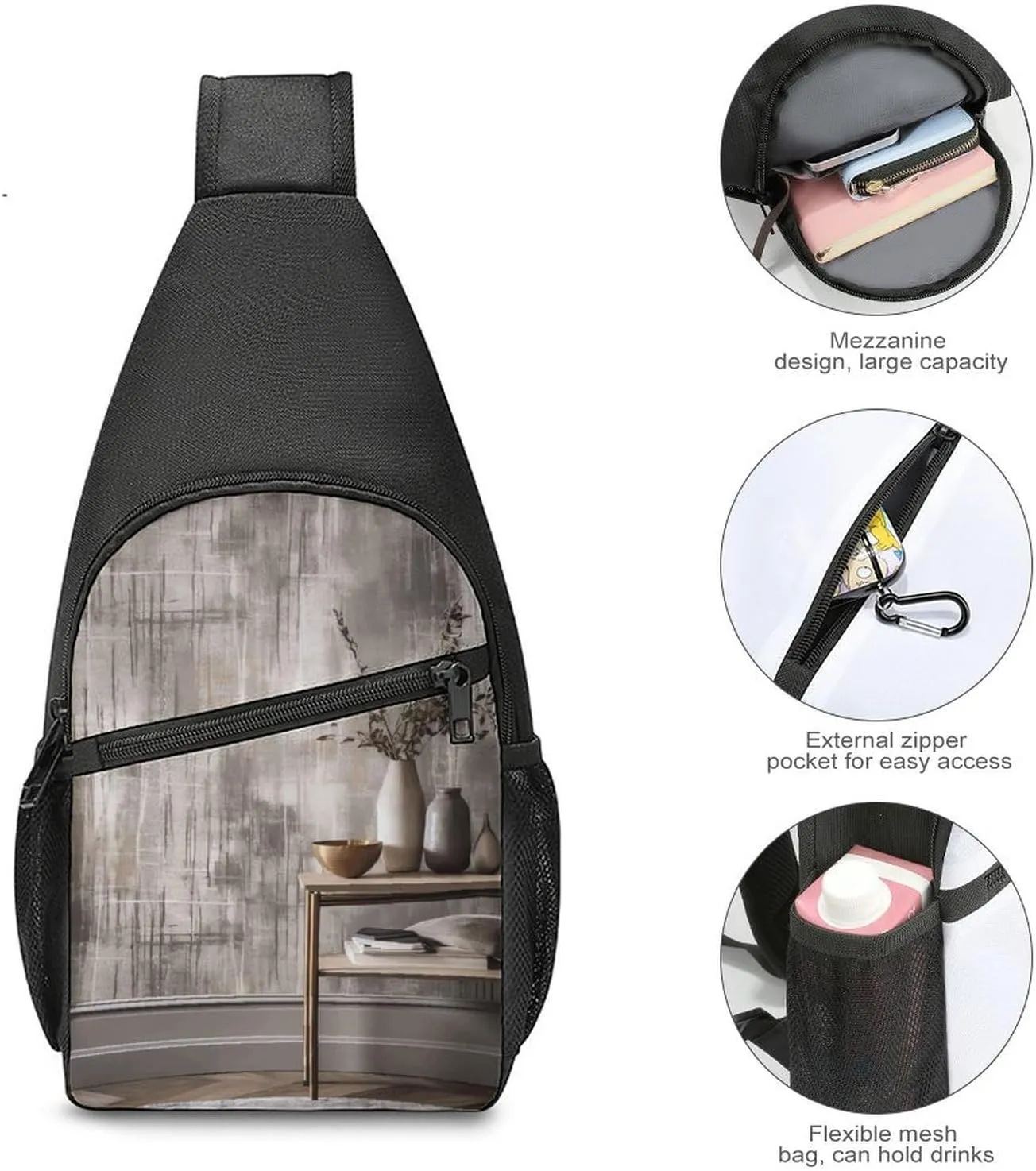 Crossbody Bag for Women Men Sling Bag Floating in The Chest Bag Crossbody Adjustable Shoulder Bag