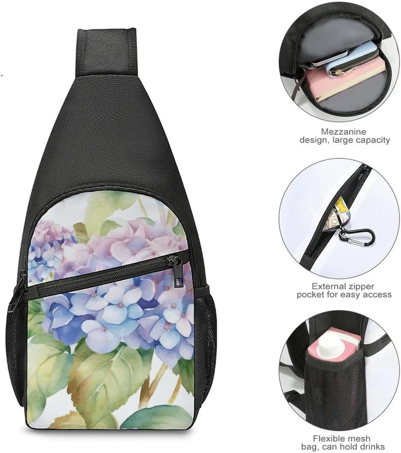 Crossbody Bag for Women Men Sling Bag Japanese Pretty Red Carp Fish Chest Bag Crossbody Adjustable Shoulder Bag