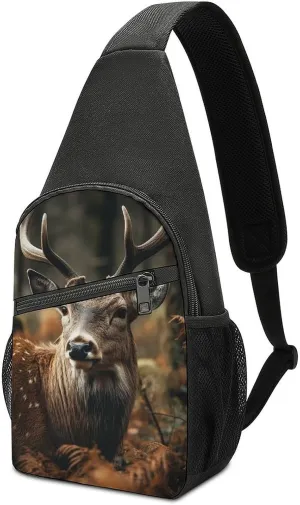 Crossbody Bag for Women Men Sling Bag Wild Elk Chest Bag Crossbody Adjustable Shoulder Bag