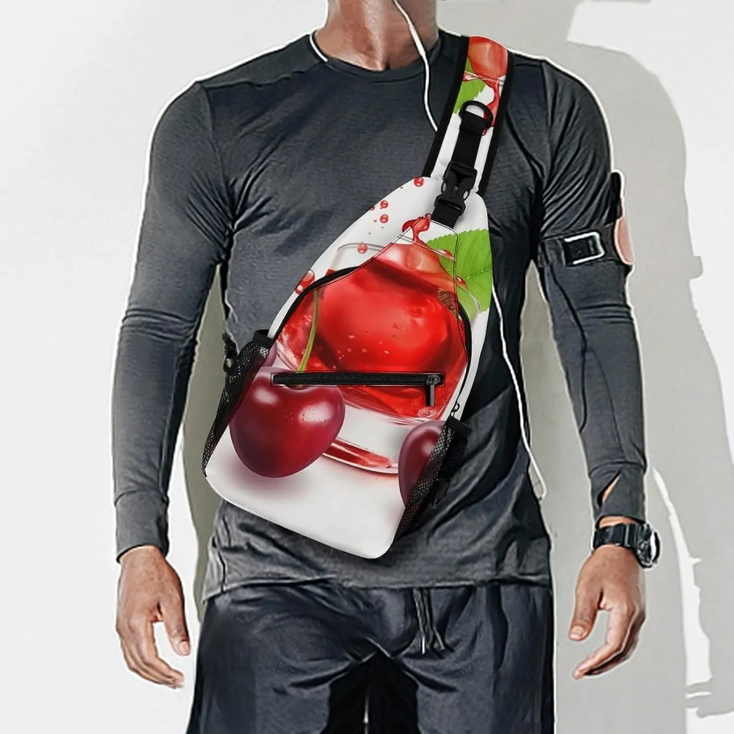 Crossbody Bag Travel Sling Bag for Men Small Sling Backpack Cherry Juice Chest Bag Shoulder Bag for Outdoor