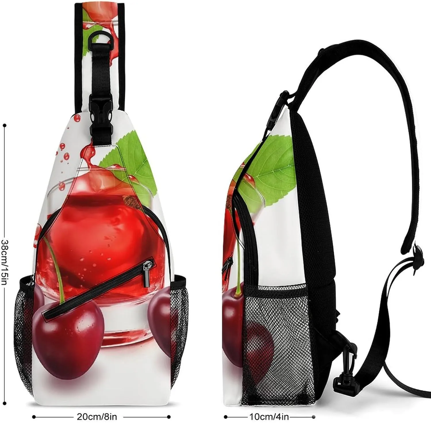 Crossbody Bag Travel Sling Bag for Men Small Sling Backpack Cherry Juice Chest Bag Shoulder Bag for Outdoor