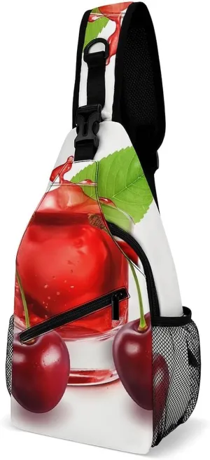 Crossbody Bag Travel Sling Bag for Men Small Sling Backpack Cherry Juice Chest Bag Shoulder Bag for Outdoor