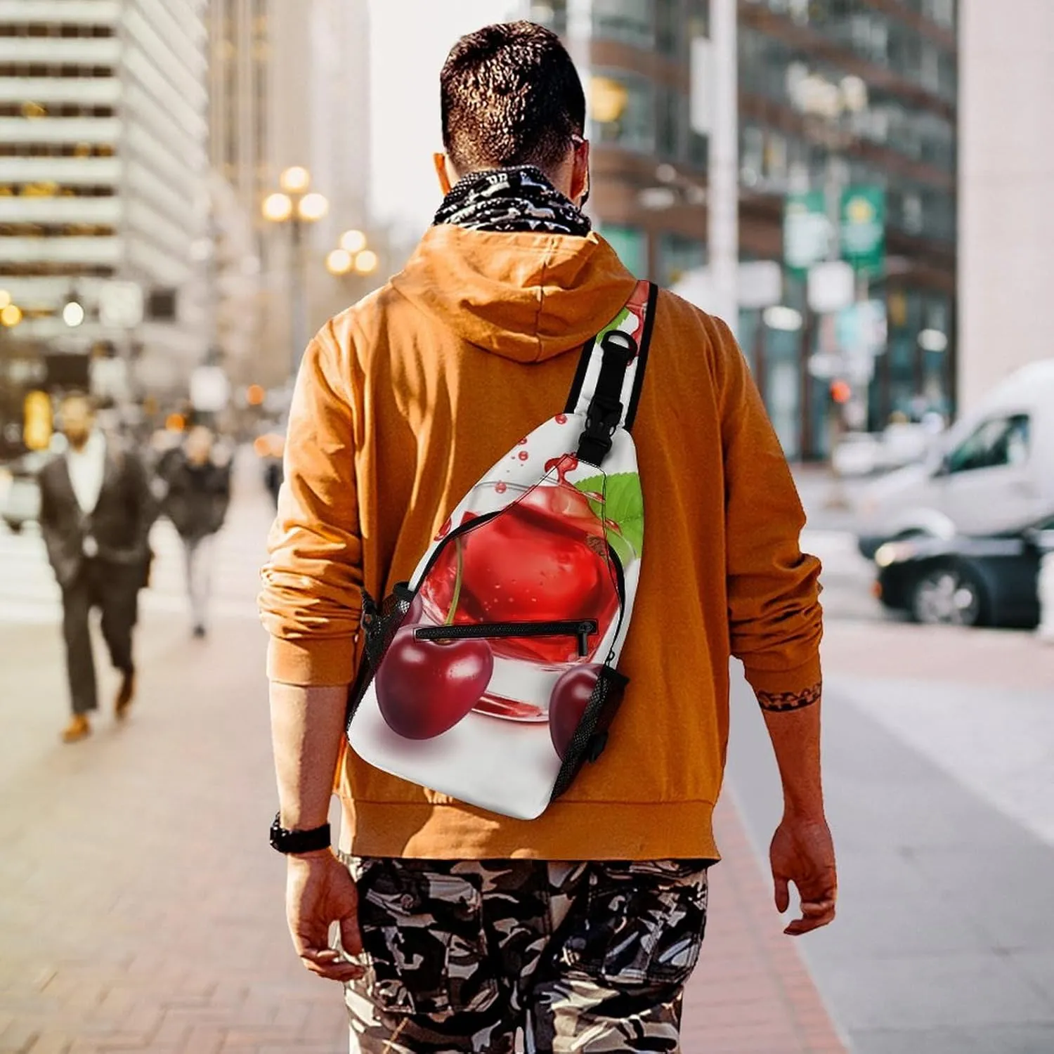 Crossbody Bag Travel Sling Bag for Men Small Sling Backpack Cherry Juice Chest Bag Shoulder Bag for Outdoor