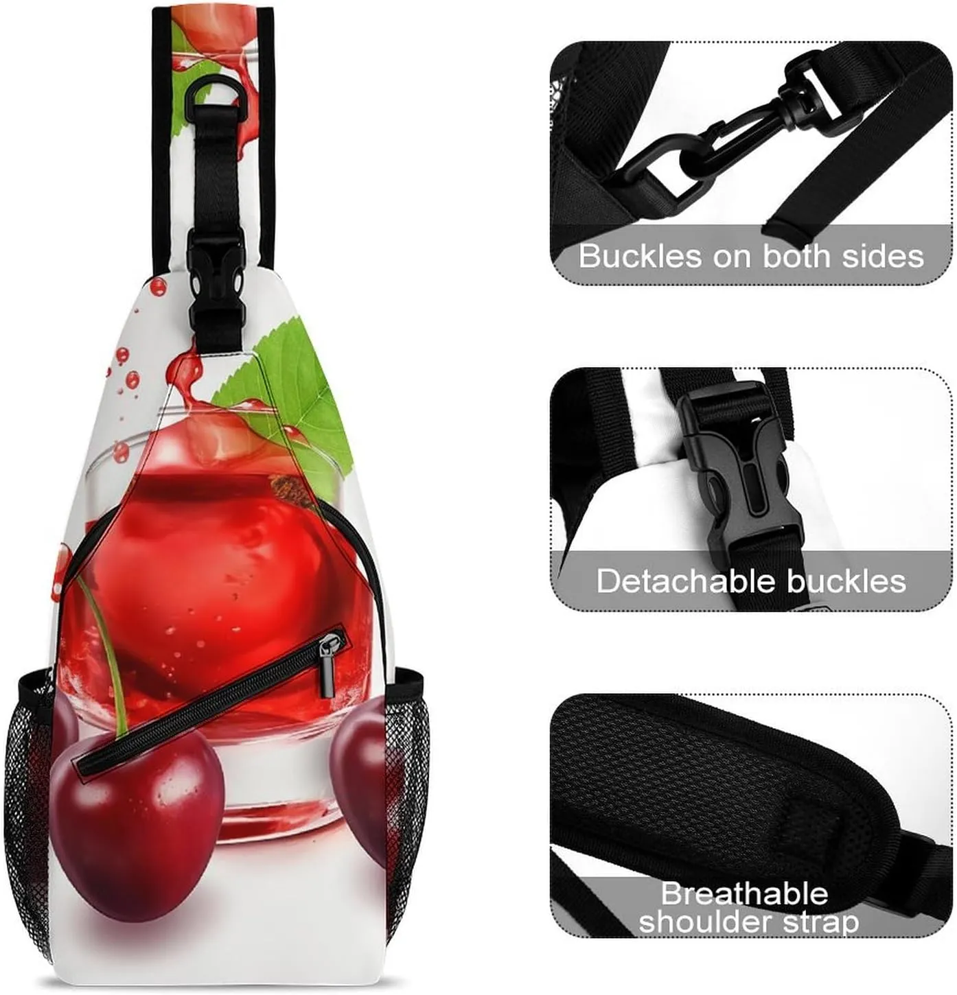 Crossbody Bag Travel Sling Bag for Men Small Sling Backpack Cherry Juice Chest Bag Shoulder Bag for Outdoor