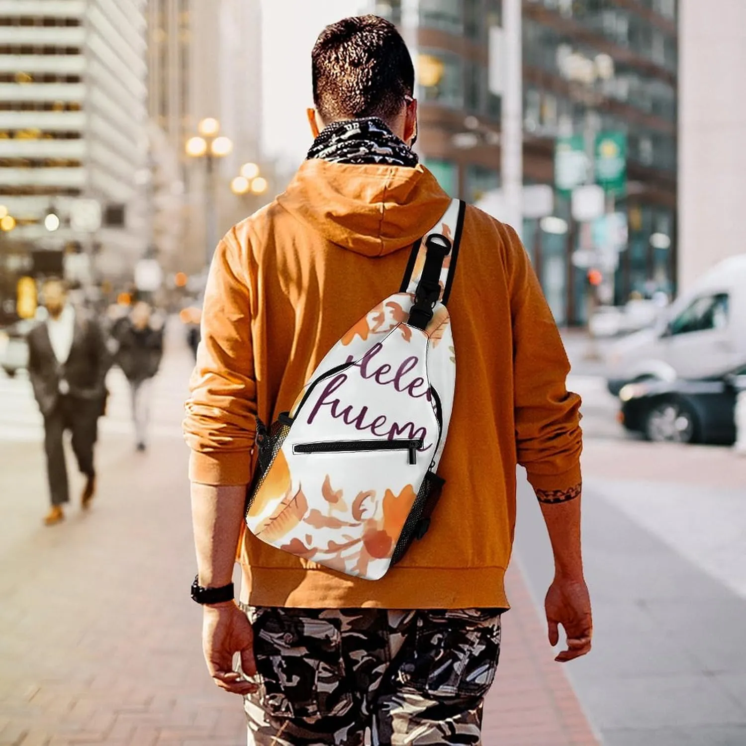 Crossbody Bag Travel Sling Bag for Men Small Sling Backpack Hello Autumn Chest Bag Shoulder Bag for Outdoor