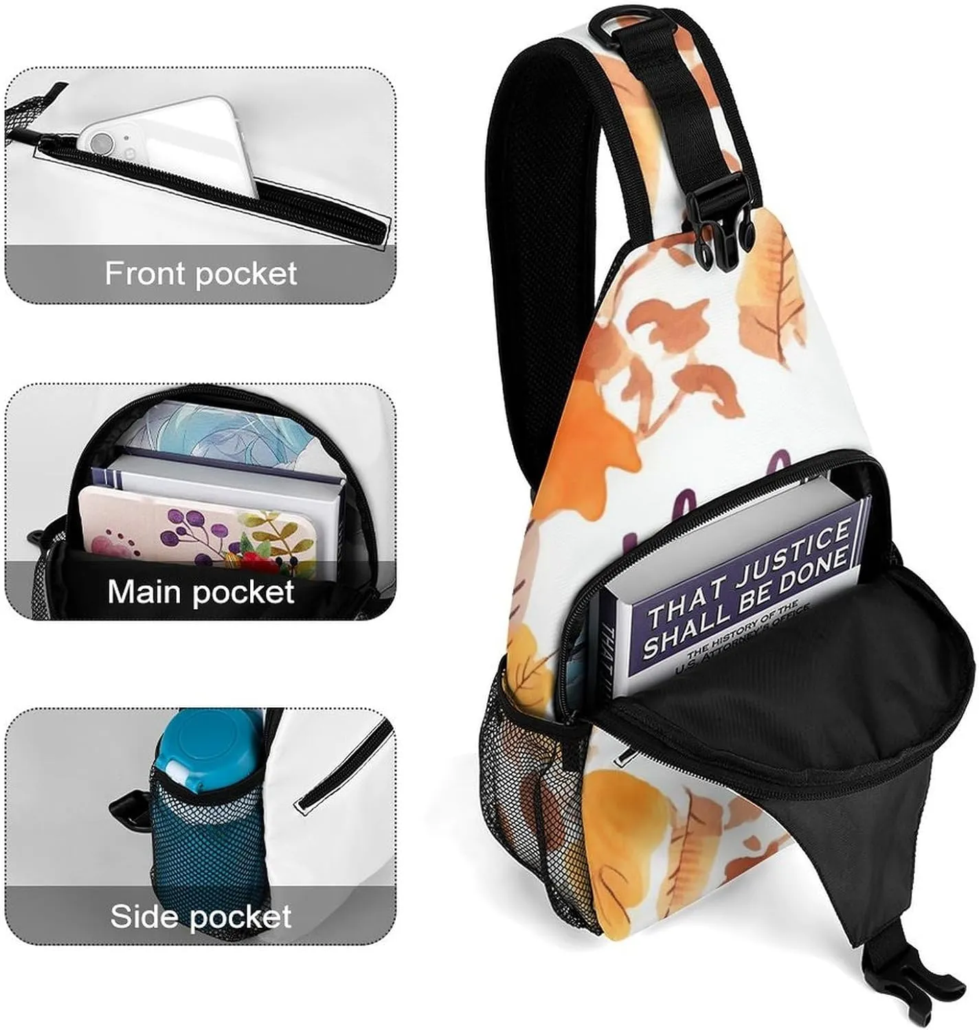 Crossbody Bag Travel Sling Bag for Men Small Sling Backpack Hello Autumn Chest Bag Shoulder Bag for Outdoor