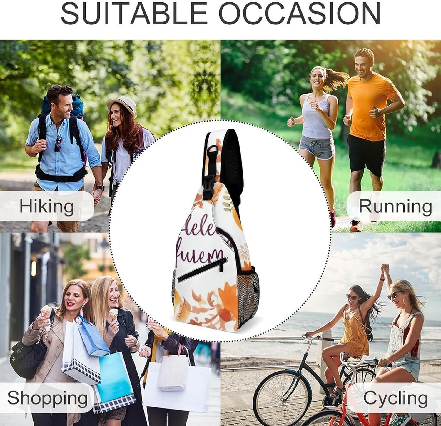 Crossbody Bag Travel Sling Bag for Men Small Sling Backpack Hello Autumn Chest Bag Shoulder Bag for Outdoor
