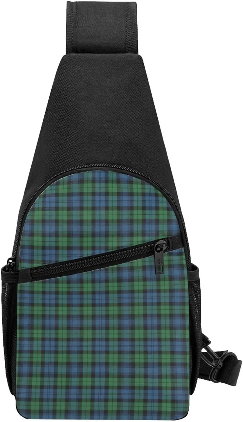 Crossbody Sling Backpack Black Watch Ancient Tartan Shoulder Chest Bag Daypack for Traveling Sport