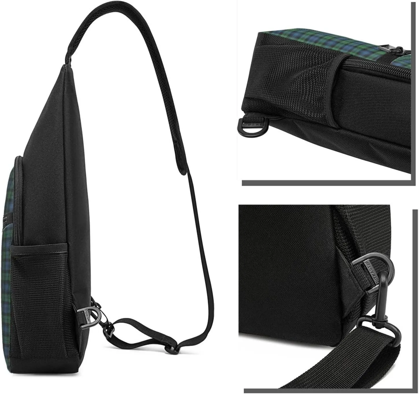 Crossbody Sling Backpack Black Watch Ancient Tartan Shoulder Chest Bag Daypack for Traveling Sport