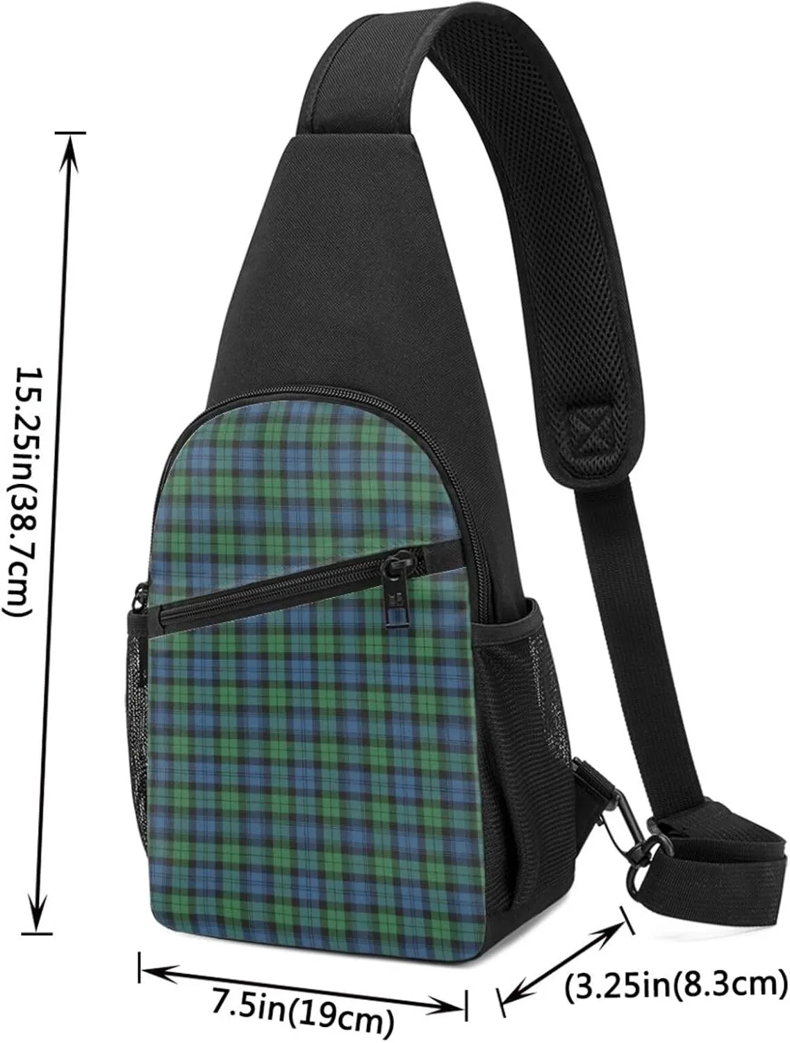 Crossbody Sling Backpack Black Watch Ancient Tartan Shoulder Chest Bag Daypack for Traveling Sport