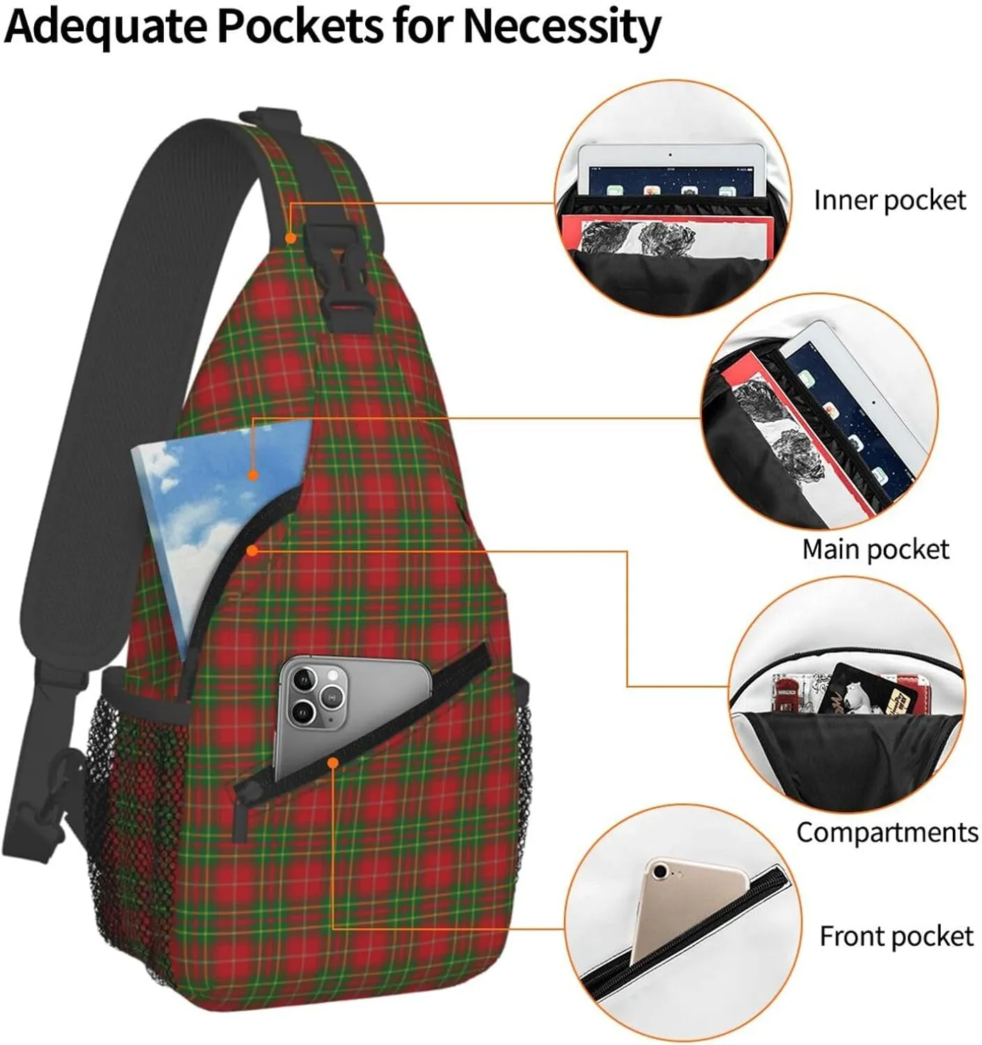 Crossbody Sling Backpack Clan Burnett Modern Tartan Shoulder Chest Bag Daypack for Traveling Sport