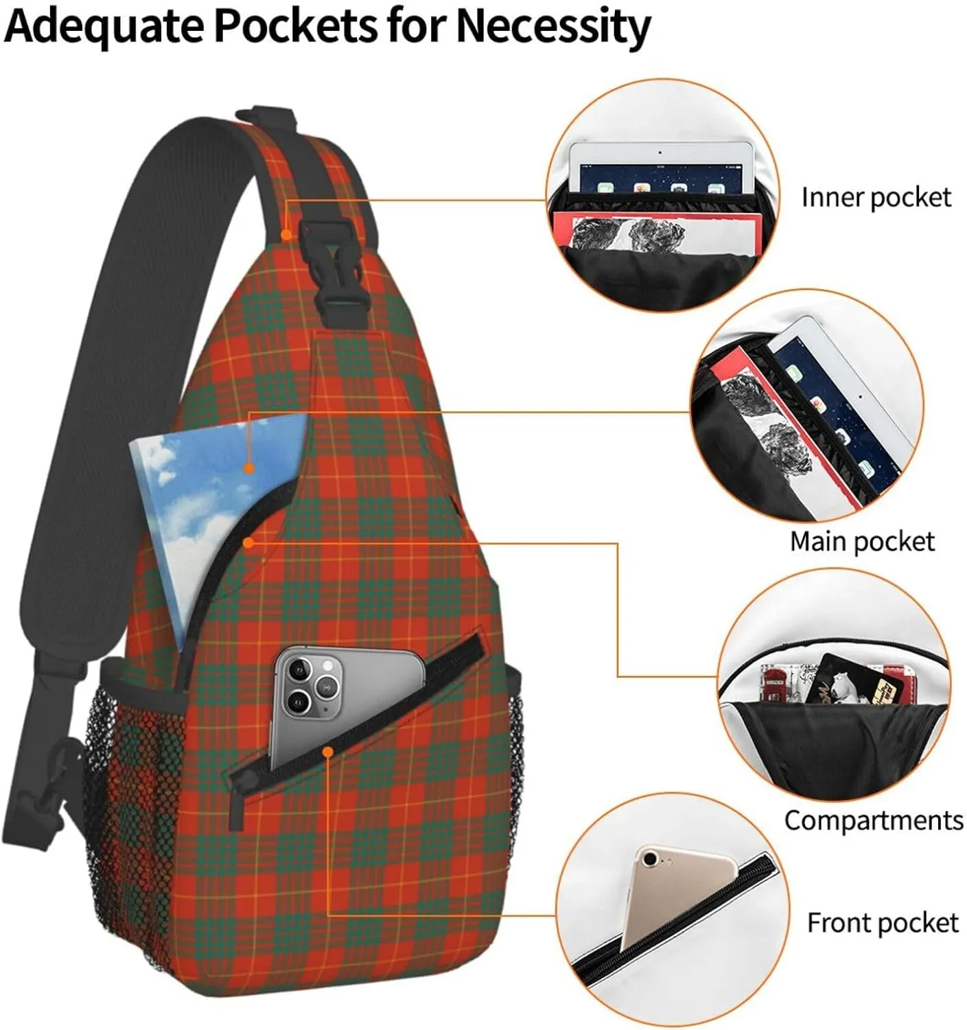Crossbody Sling Backpack Clan Cameron Ancient Tartan Shoulder Chest Bag Daypack for Traveling Sport