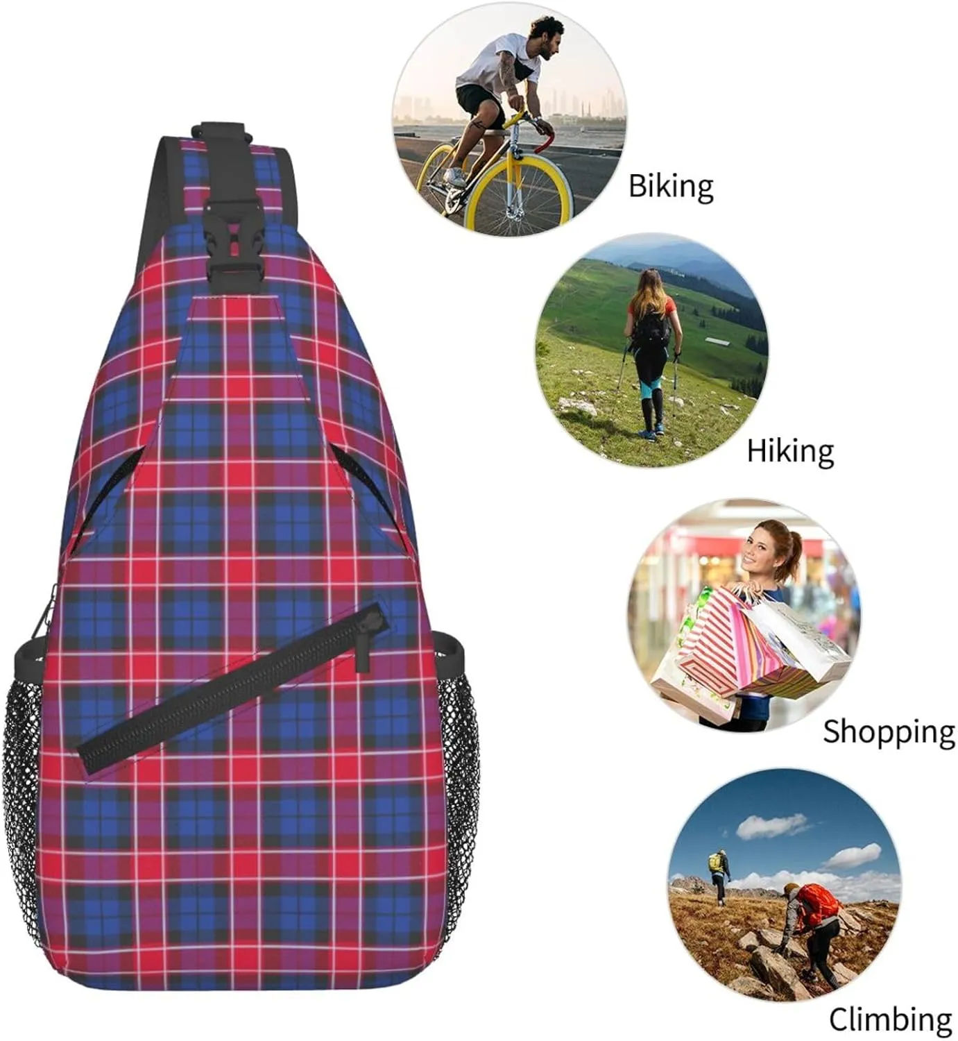 Crossbody Sling Backpack Clan Graham of Menteith Red Tartan Shoulder Chest Bag Daypack for Traveling Sport