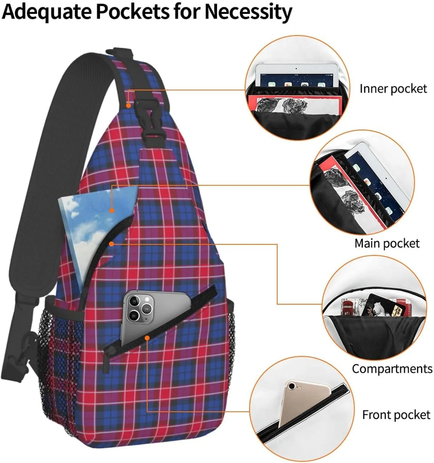 Crossbody Sling Backpack Clan Graham of Menteith Red Tartan Shoulder Chest Bag Daypack for Traveling Sport