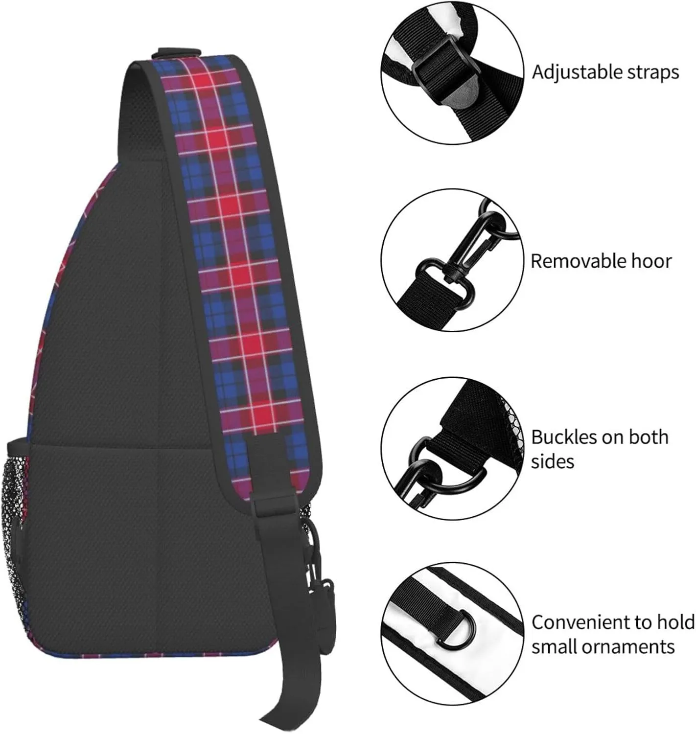 Crossbody Sling Backpack Clan Graham of Menteith Red Tartan Shoulder Chest Bag Daypack for Traveling Sport