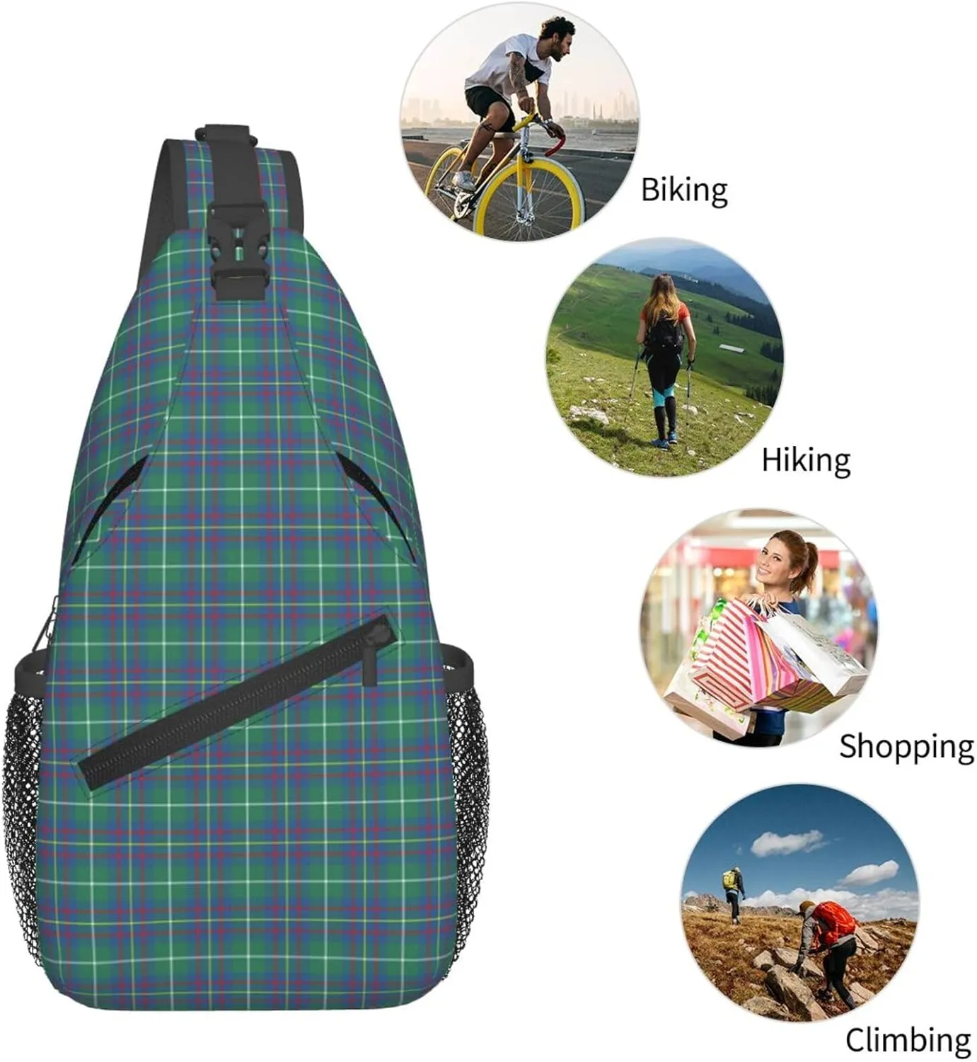 Crossbody Sling Backpack Clan Inglis Ancient Tartan Shoulder Chest Bag Daypack for Traveling Sport