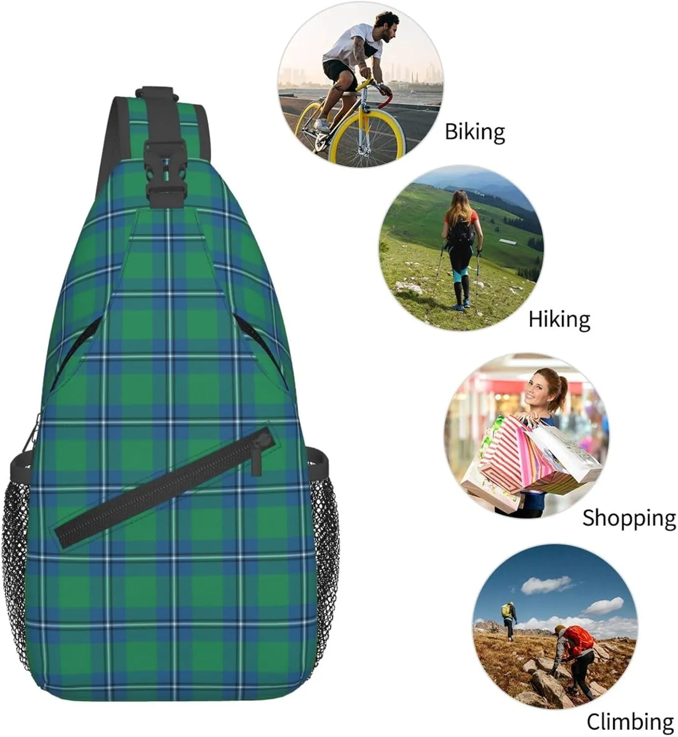 Crossbody Sling Backpack Clan Irvine Ancient Tartan Shoulder Chest Bag Daypack for Traveling Sport
