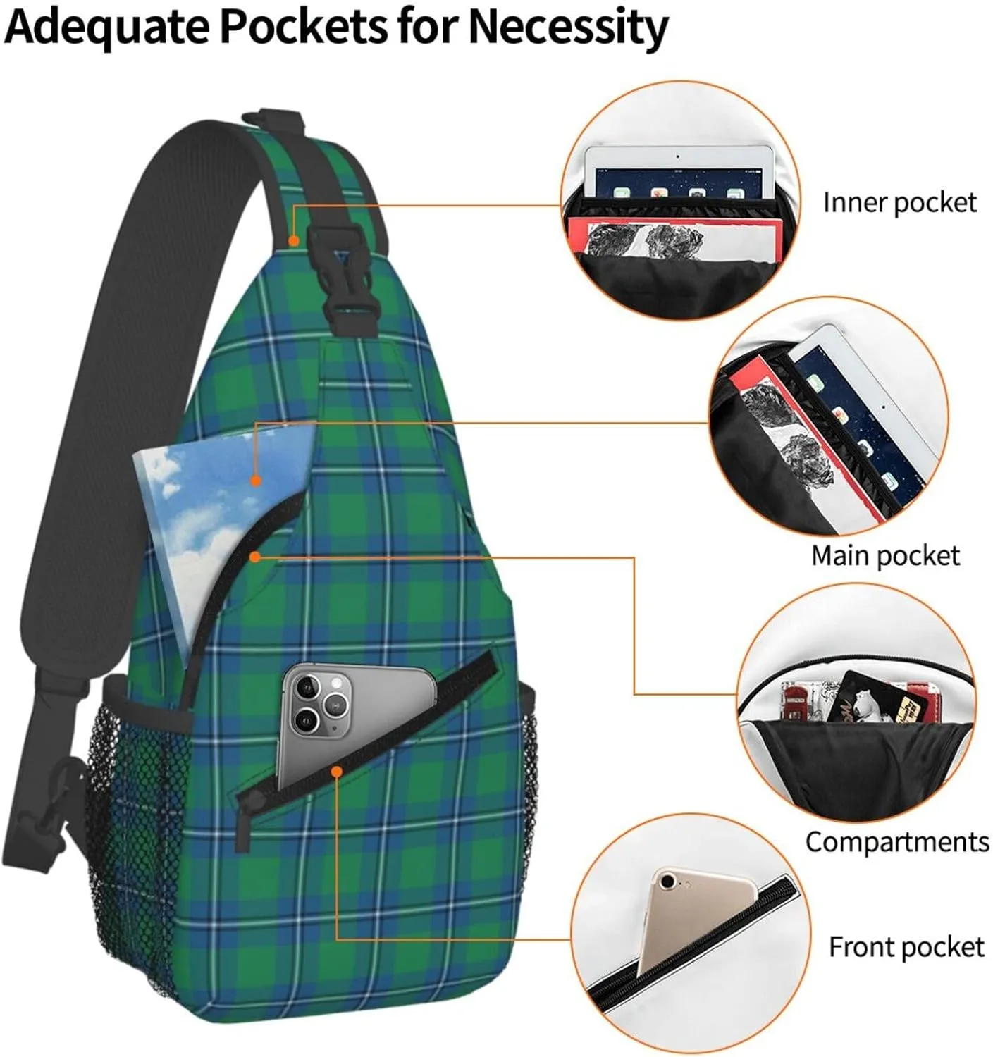 Crossbody Sling Backpack Clan Irvine Ancient Tartan Shoulder Chest Bag Daypack for Traveling Sport