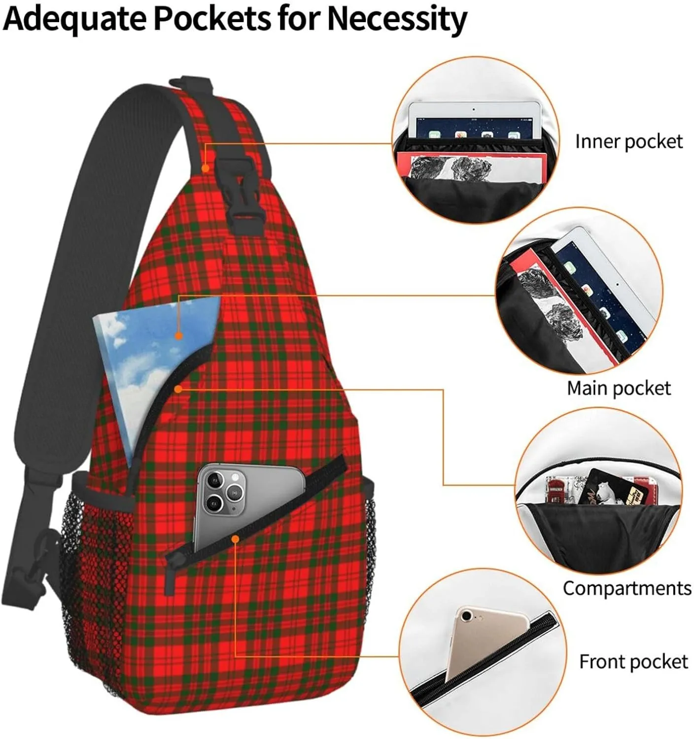 Crossbody Sling Backpack Clan Livingstone Modern Tartan Shoulder Chest Bag Daypack for Traveling Sport