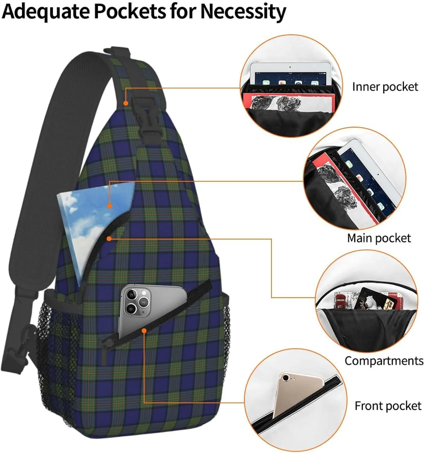 Crossbody Sling Backpack Clan Maclaren Tartan Shoulder Chest Bag Daypack for Traveling Sport