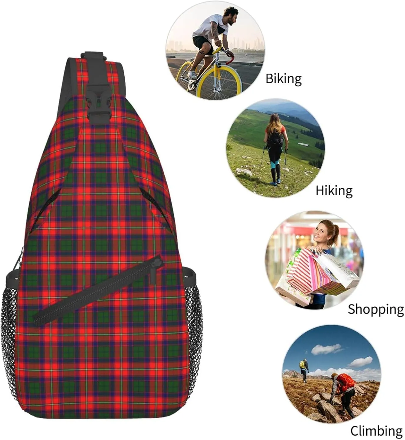 Crossbody Sling Backpack Clan Roxburgh District Tartan Shoulder Chest Bag Daypack for Traveling Sport
