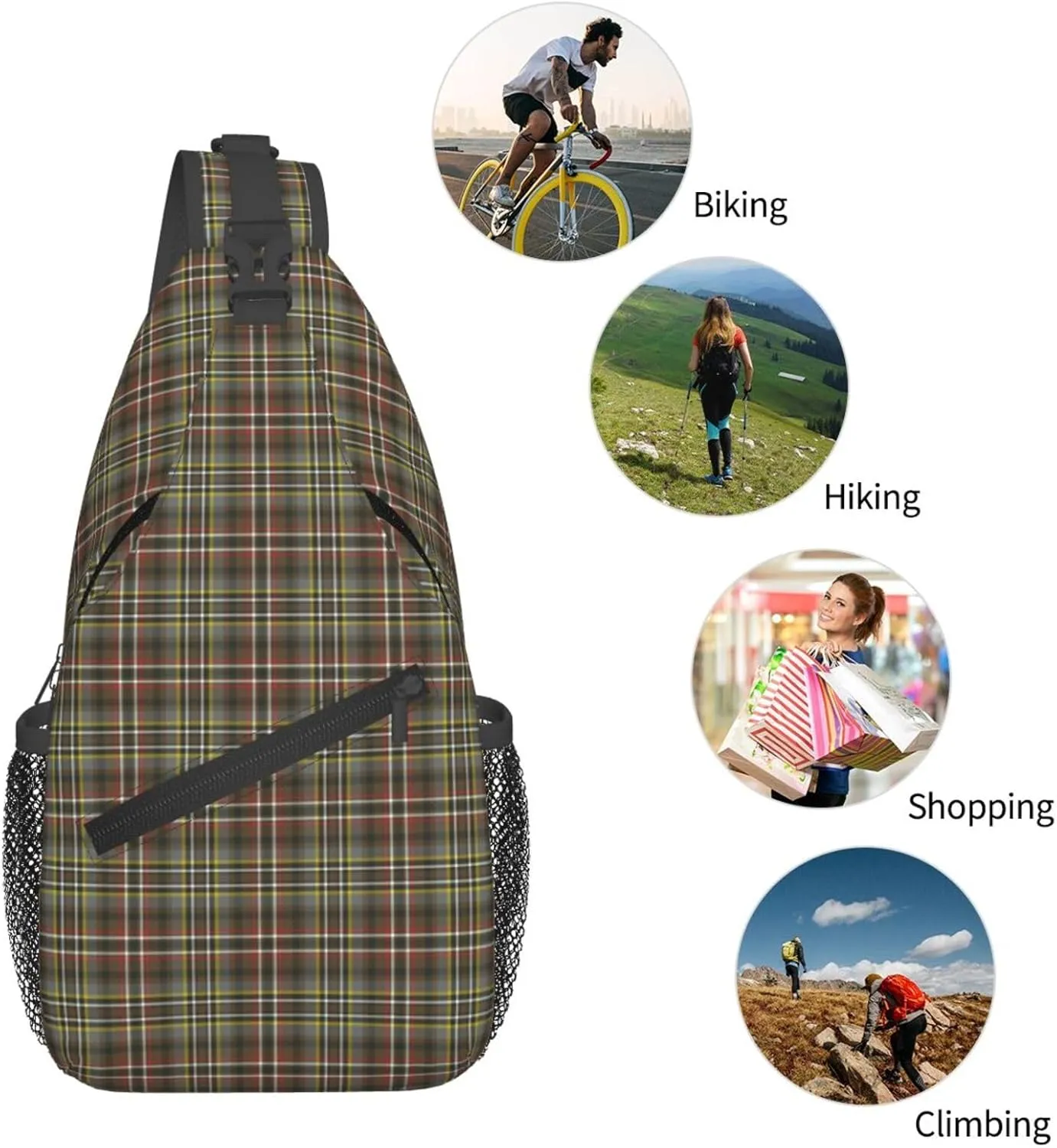 Crossbody Sling Backpack Clan Scott Green Weathered Tartan Shoulder Chest Bag Daypack for Traveling Sport