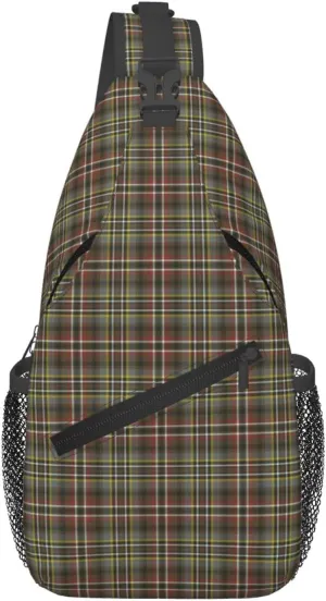 Crossbody Sling Backpack Clan Scott Green Weathered Tartan Shoulder Chest Bag Daypack for Traveling Sport