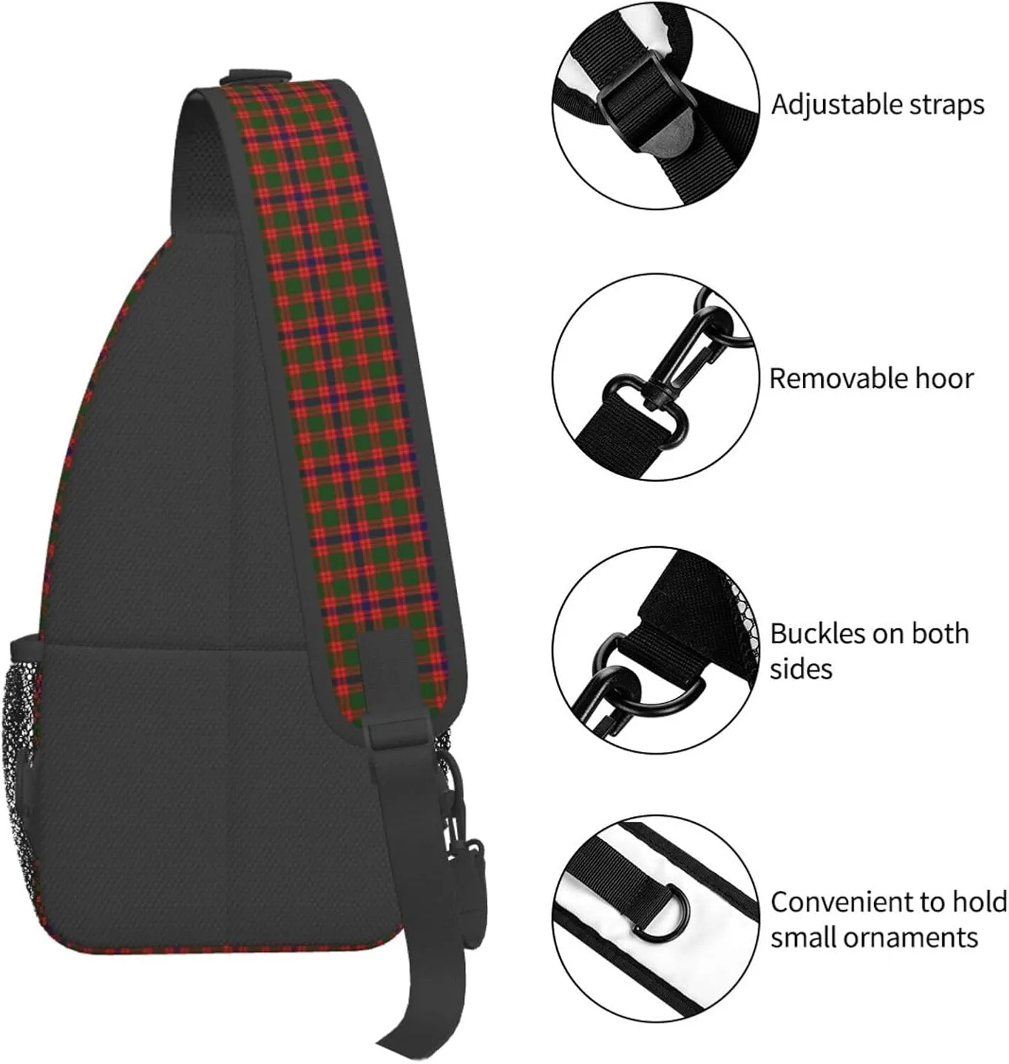 Crossbody Sling Backpack Clan Skene Tartan Shoulder Chest Bag Daypack for Traveling Sport