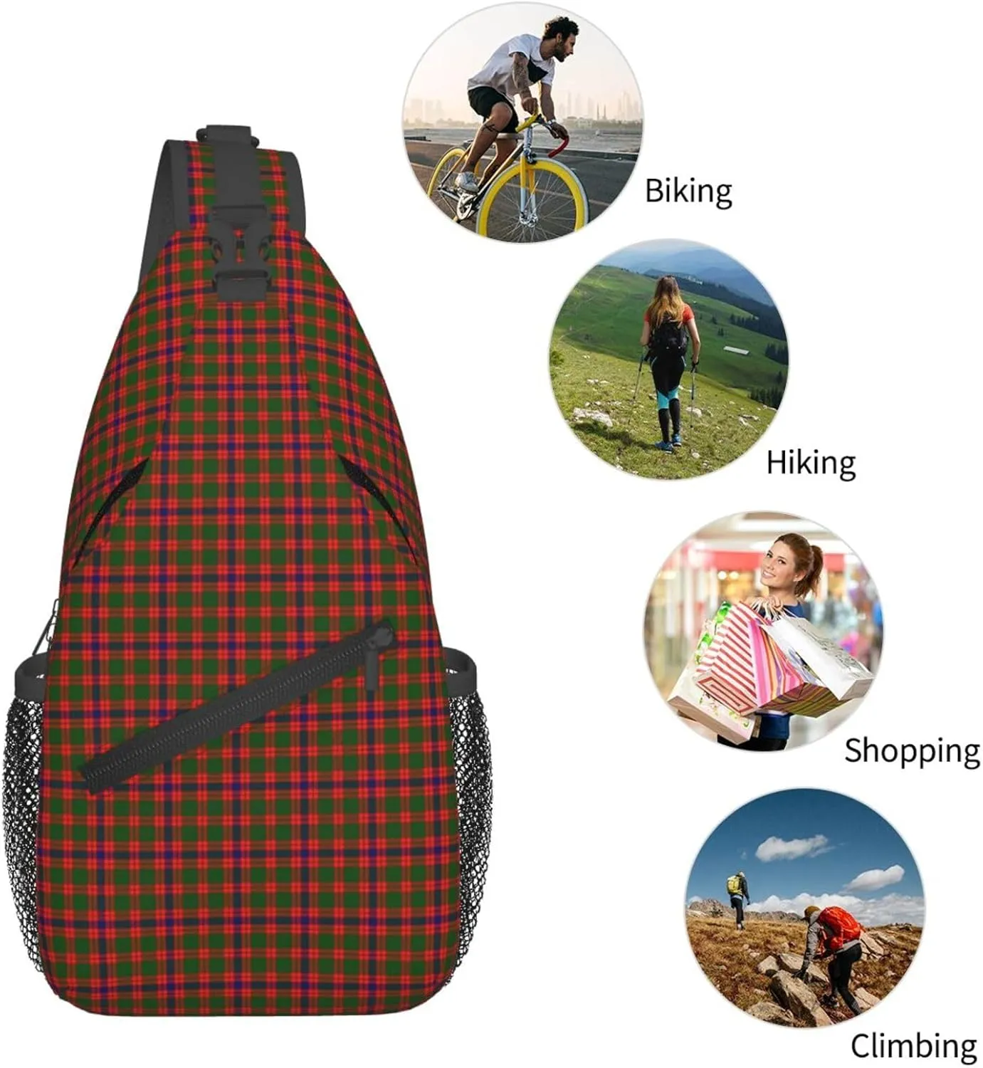 Crossbody Sling Backpack Clan Skene Tartan Shoulder Chest Bag Daypack for Traveling Sport